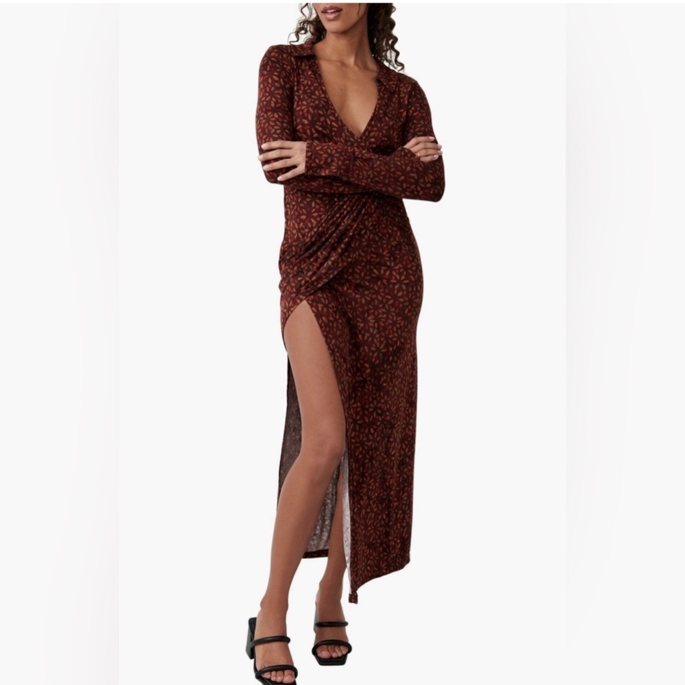 Free People Shayla Floral Long Sleeve Wrap Dress size Medium NWT